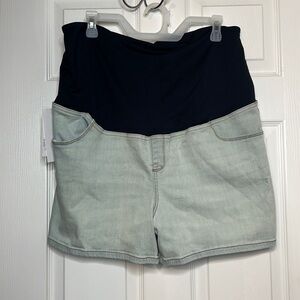 Ingrid Isabel Crossover Panel Maternity Jean‎ Shorts 16 NWT